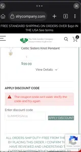 SUMMERSAV15 coupon verification screenshot