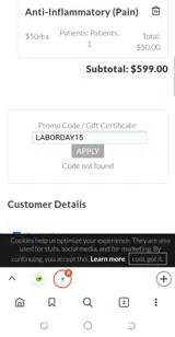 LABORDAY15 coupon verification screenshot