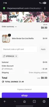 Spring26 coupon verification screenshot