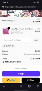 Save10 coupon verification screenshot