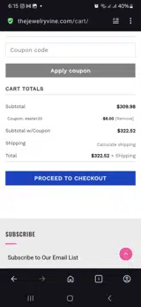 Easter20 coupon verification screenshot