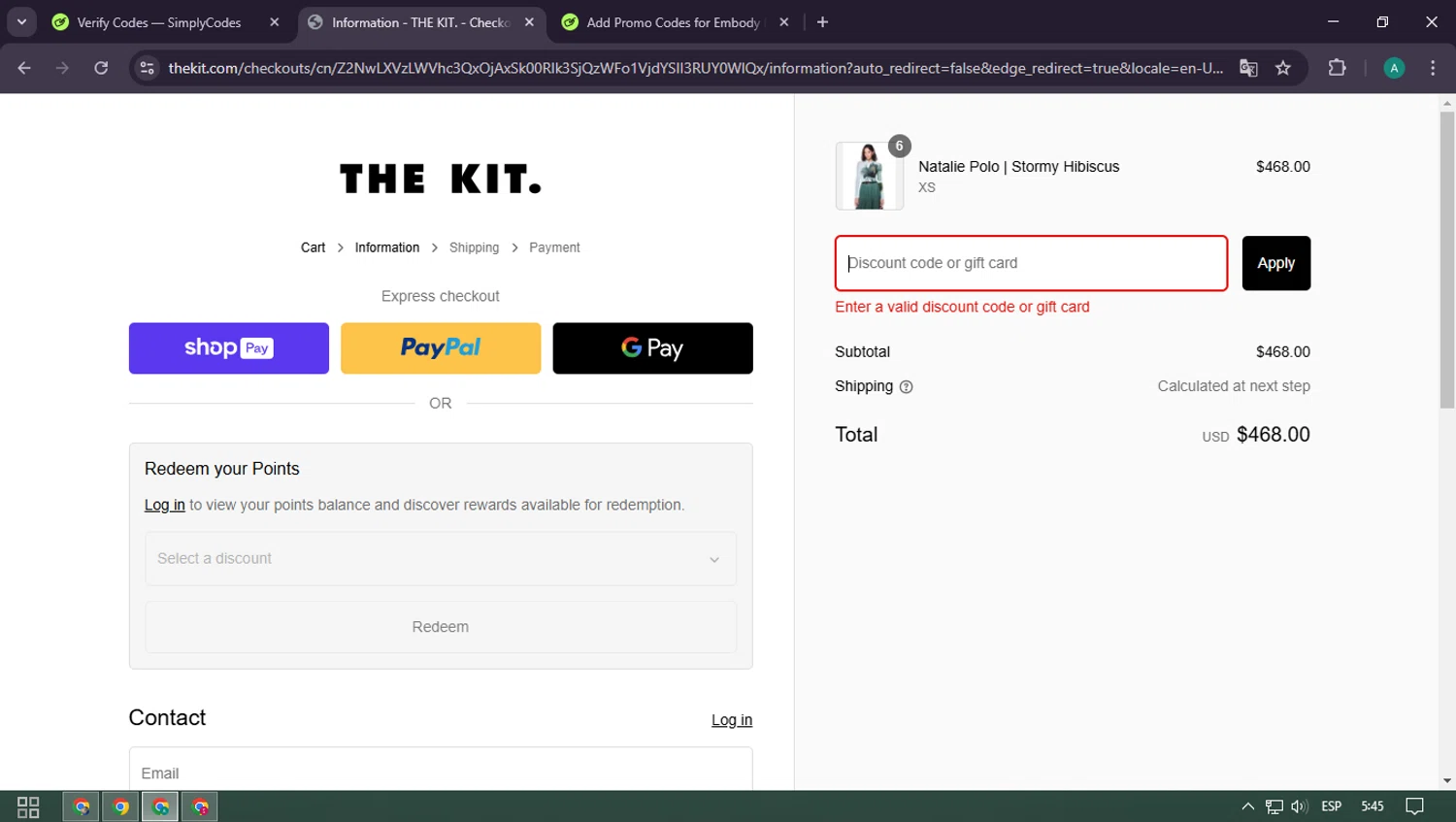 The Kit discount code screenshot showing code THEKIT20 applied at The Kit checkout page. Uploaded by SimplyCodes community member CarlOz on Feb 15, 2025