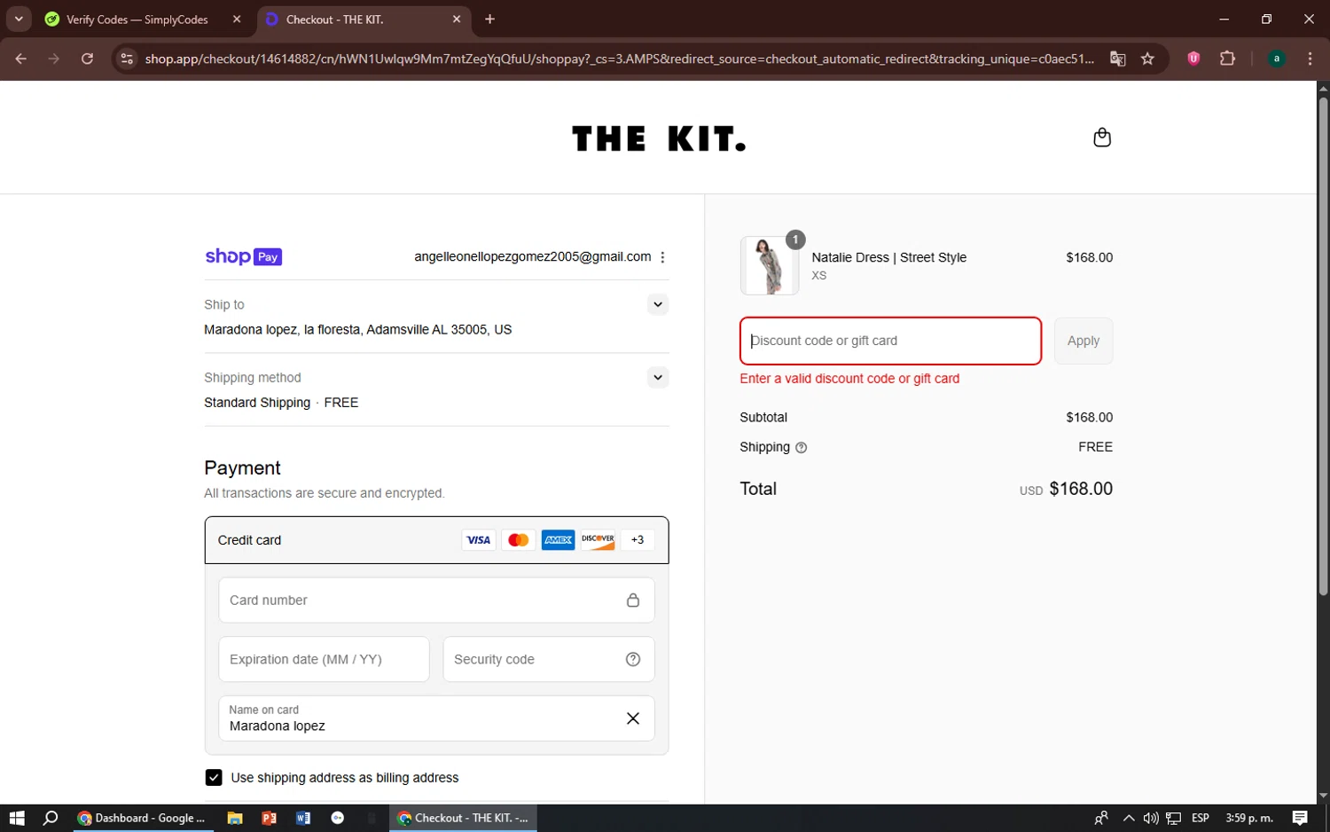 The Kit discount code screenshot showing code VACAY35OFF applied at The Kit checkout page. Uploaded by SimplyCodes community member zizu55 on Aug 6, 2025