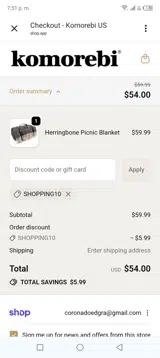 SHOPPING10 coupon verification screenshot