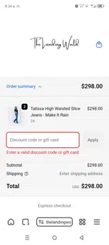 JEAN12 coupon verification screenshot