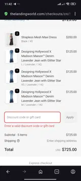 JEAN12 coupon verification screenshot