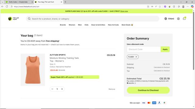 The Last Hunt checkout page showing The Last Hunt promo code box | Screenshot taken by SimplyCodes community member on Aug 19, 2025