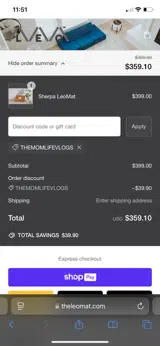 THEMOMLIFEVLOGS coupon verification screenshot