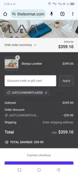 Justlivingwithjess coupon verification screenshot