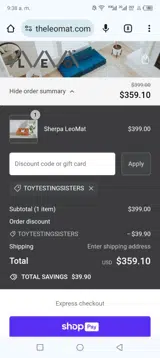 Toytestingsisters coupon verification screenshot