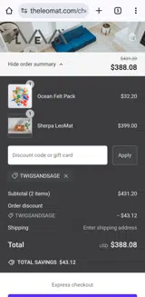 Twigsandsage coupon verification screenshot