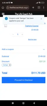 liamgur coupon verification screenshot