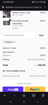 New10 coupon verification screenshot