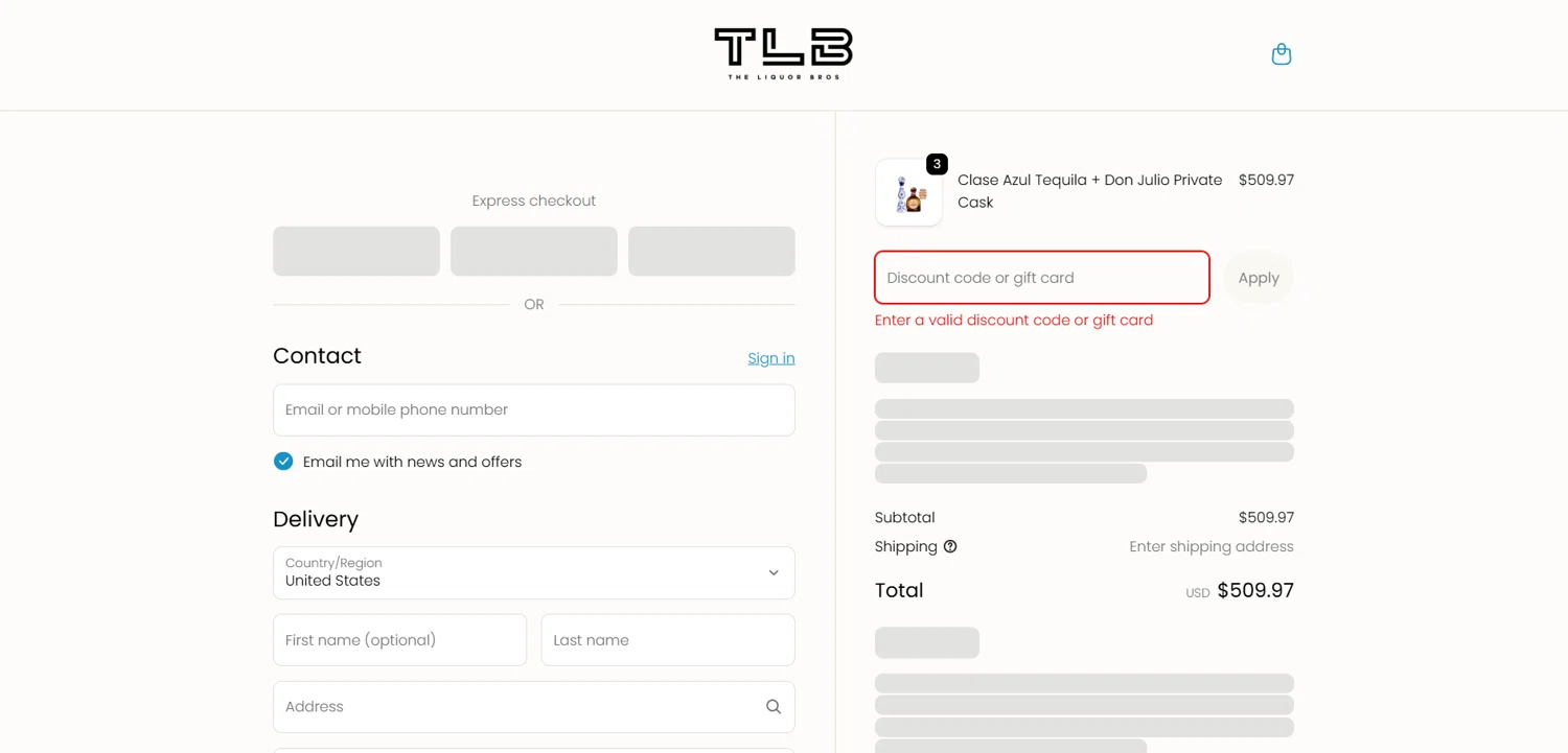 The Liquor Bros coupon code screenshot showing code Welcome$10 applied at The Liquor Bros checkout page. Uploaded by SimplyCodes community member Phil_YNN on Jan 4, 2026