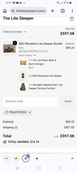 FIELDTESTED coupon verification screenshot
