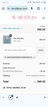 The Little Milk Bar coupon verification screenshot