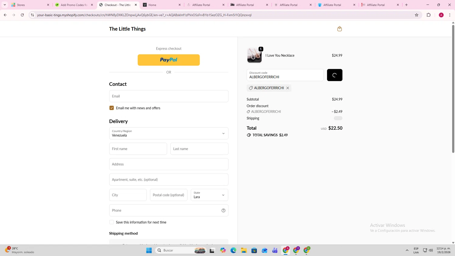 The Little Things discount code screenshot showing code ALBERGOFERRICHI applied at The Little Things checkout page. Uploaded by SimplyCodes community member Sebas6day6 on Feb 19, 2026