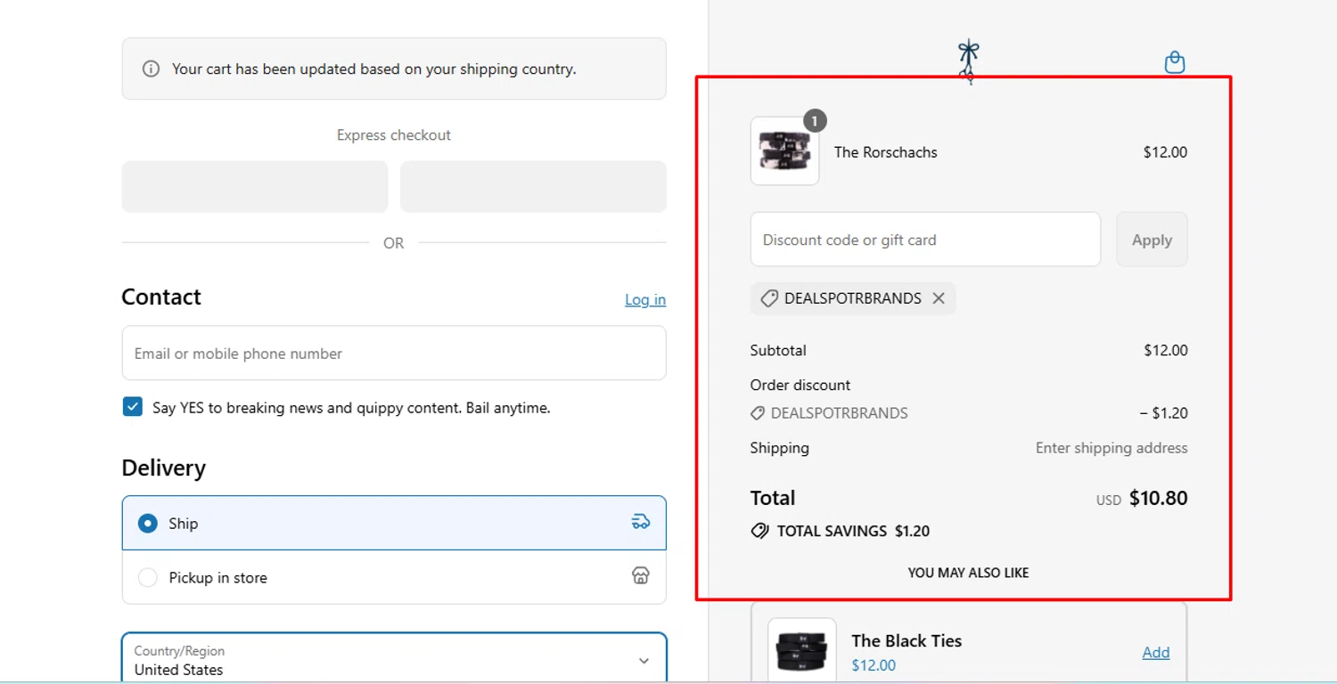 The Longhairs discount code screenshot showing code DEALSPOTRBRANDS applied at The Longhairs checkout page. Uploaded by SimplyCodes community member Swiftdealz on Jul 16, 2025