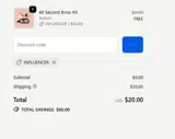 INFLUENCER coupon verification screenshot