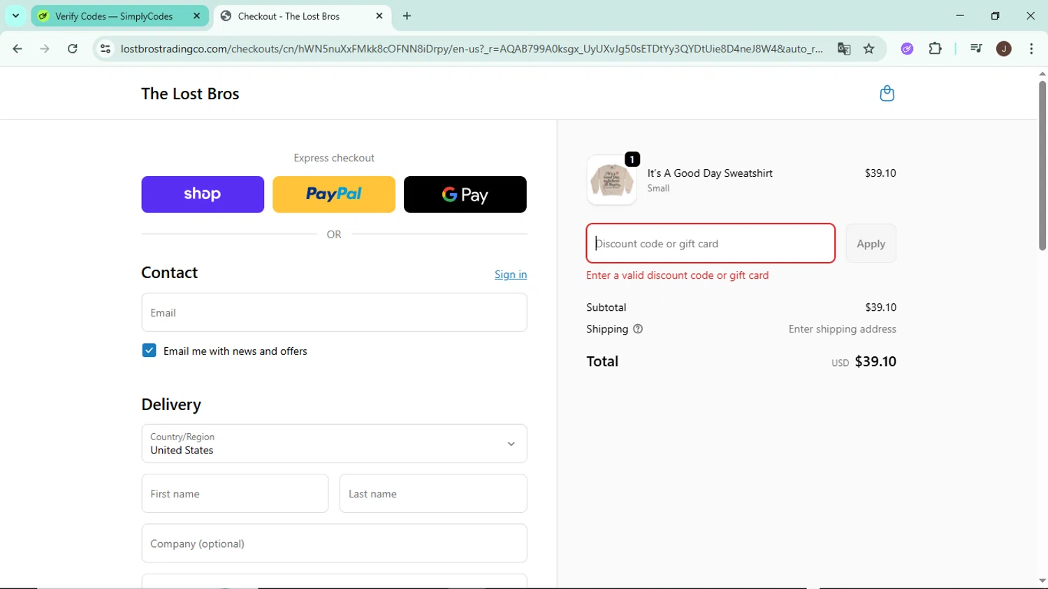 The Lost Bros discount code screenshot showing code THEBUBBLES applied at The Lost Bros checkout page. Uploaded by SimplyCodes community member LegendaryAce8627 on Nov 28, 2025