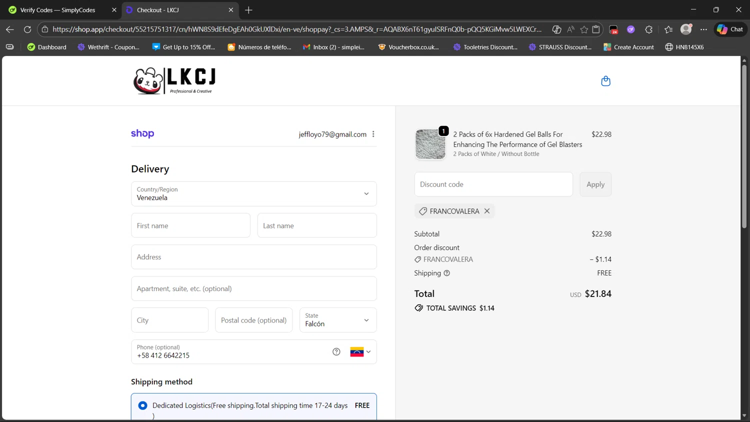 LKCJ checkout page showing LKCJ discount code box | Screenshot taken by SimplyCodes community member on Feb 6, 2026