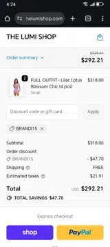 Brandi15 coupon verification screenshot