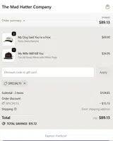SPECIAL15 coupon verification screenshot