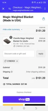 Magic Weighted Blanket coupon verification screenshot