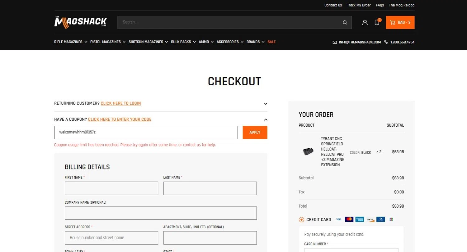 The Mag Shack coupon code screenshot showing code welcomewhhm8l357z applied at The Mag Shack checkout page. Uploaded by SimplyCodes community member TOTONEROFL on Jun 23, 2025