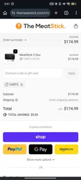 CART5 coupon verification screenshot