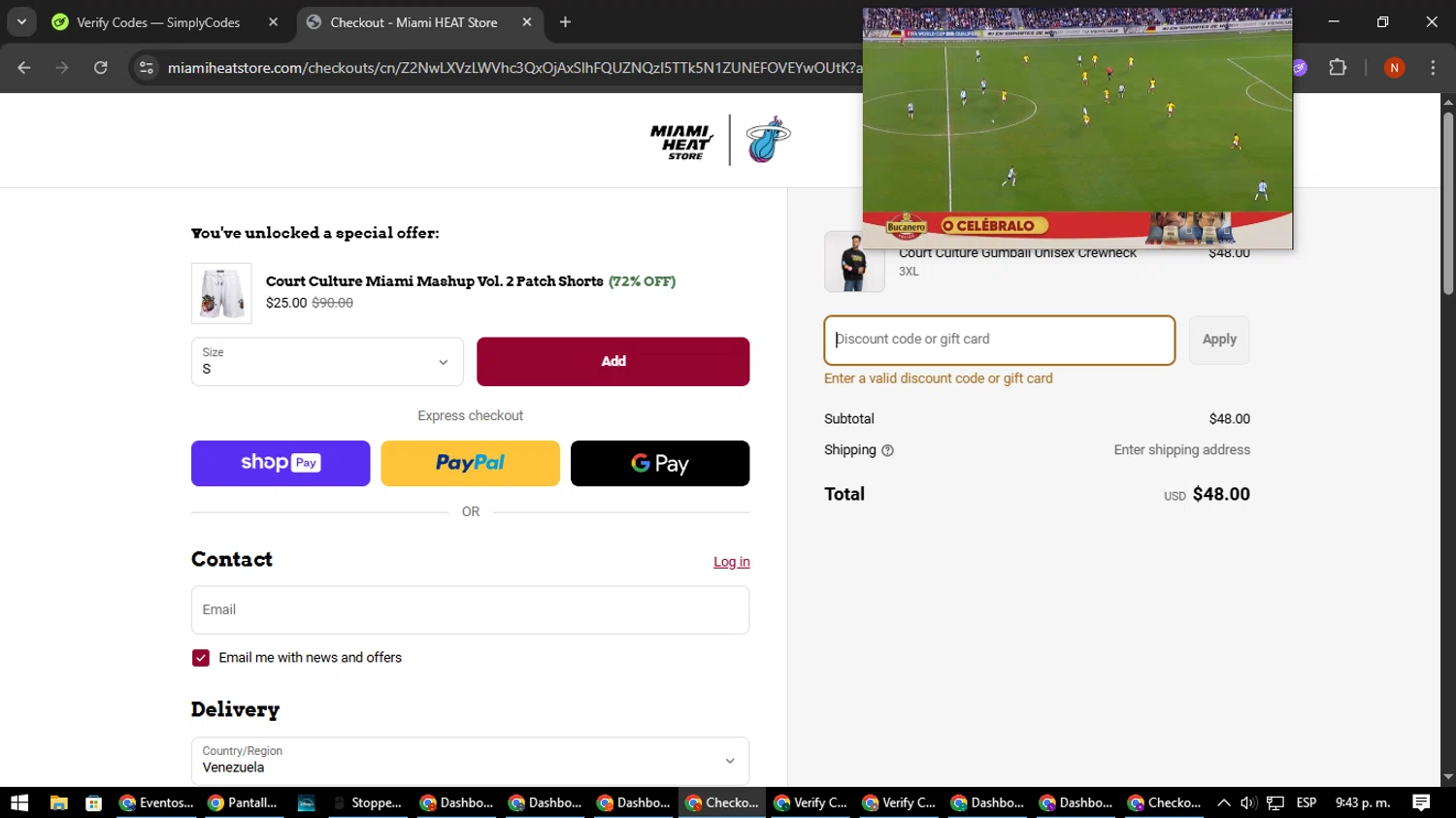 The Miami Heat Store promo code screenshot showing code HEAT50 applied at The Miami Heat Store checkout page. Uploaded by SimplyCodes community member MagnificentScout194 on Jun 11, 2025