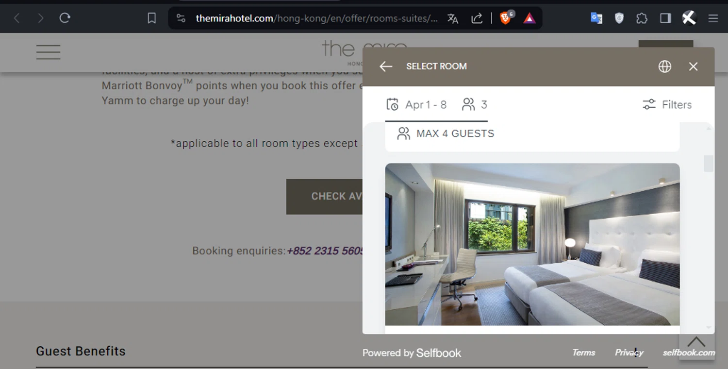The Mira Hong Kong checkout page showing The Mira Hong Kong promo code box | Screenshot taken by SimplyCodes community member on Feb 26, 2024