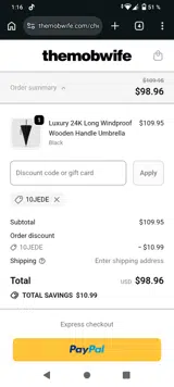 10JEDE coupon verification screenshot