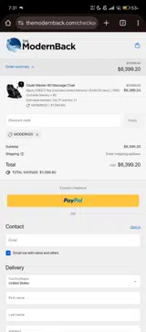 MODERN20 coupon verification screenshot