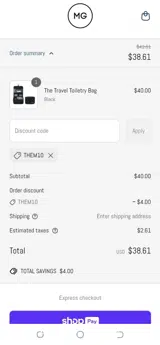 TheM10 coupon verification screenshot
