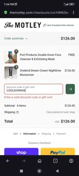 COOLDOWN30 coupon verification screenshot