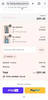 Tate10 coupon verification screenshot