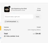 The Natural Faces coupon verification screenshot