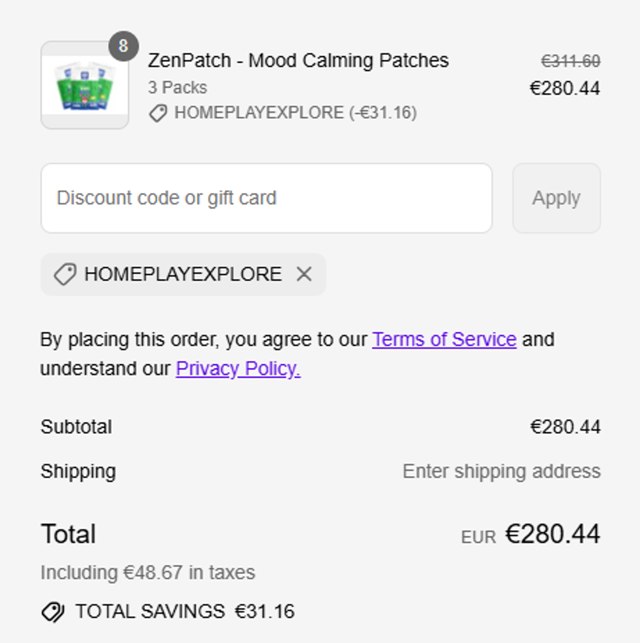 The Natural Patch checkout page showing The Natural Patch promo code box | Screenshot taken by SimplyCodes community member on Sep 2, 2025