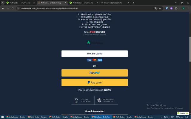 NoteCube checkout page showing NoteCube promo code box | Screenshot taken by SimplyCodes community member on Jun 16, 2025