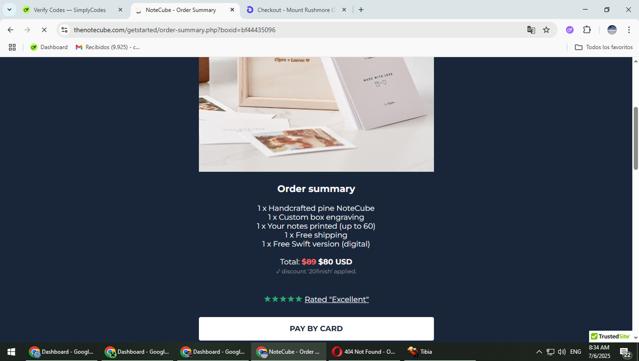 NoteCube checkout page showing NoteCube promo code box | Screenshot taken by SimplyCodes community member on Jul 6, 2025