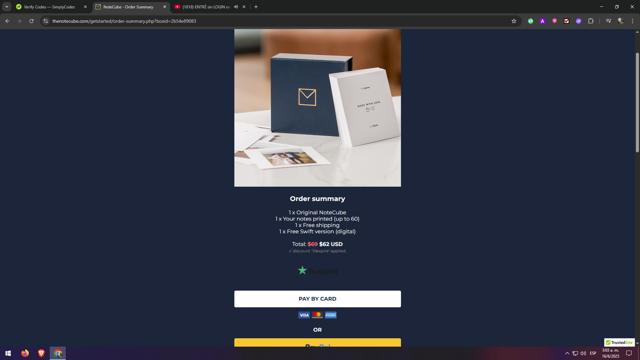 NoteCube checkout page showing NoteCube promo code box | Screenshot taken by SimplyCodes community member on Jun 16, 2025