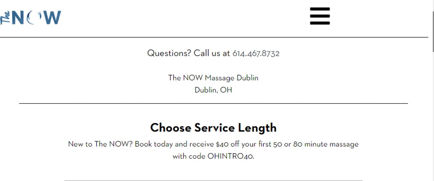 The Now Massage checkout page showing The Now Massage promo code box | Screenshot taken by SimplyCodes community member on Dec 18, 2024