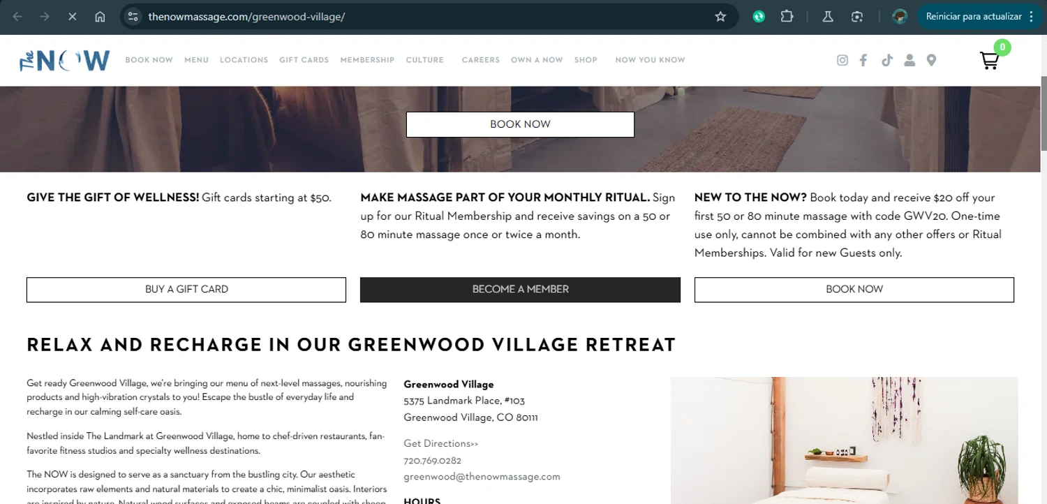 The Now Massage checkout page showing The Now Massage promo code box | Screenshot taken by SimplyCodes community member on Feb 27, 2025