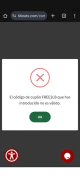 FREE2LB coupon verification screenshot