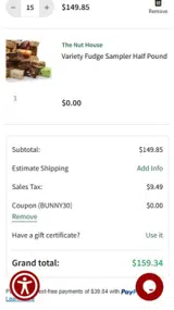BUNNY30 coupon verification screenshot