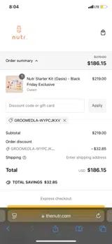 GROOMEDLA-WYPCJKXV coupon verification screenshot