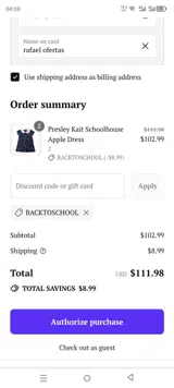 BACKTOSCHOOL coupon verification screenshot