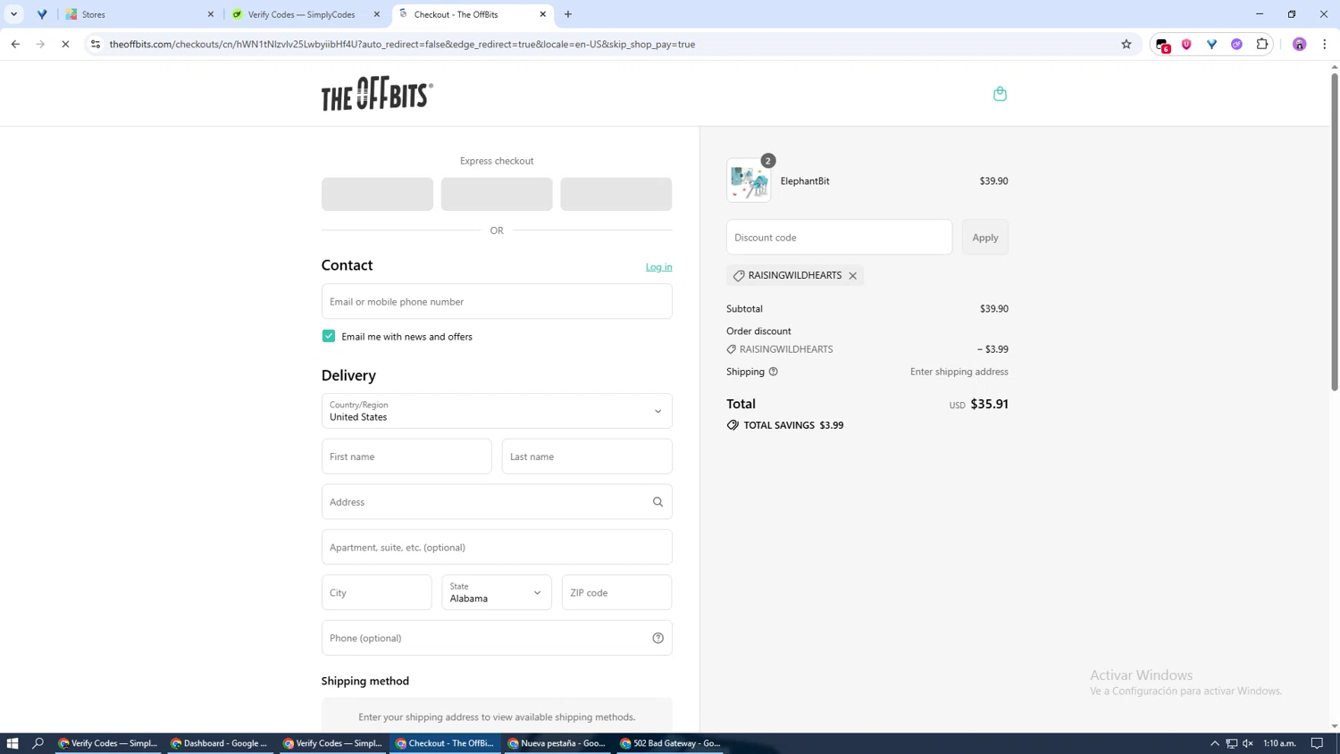 The OFFBITS promo code screenshot showing code raisingwildhearts applied at The OFFBITS checkout page. Uploaded by SimplyCodes community member BargainOwl3928 on Aug 17, 2025