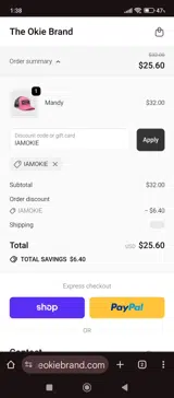 IAMOKIE coupon verification screenshot